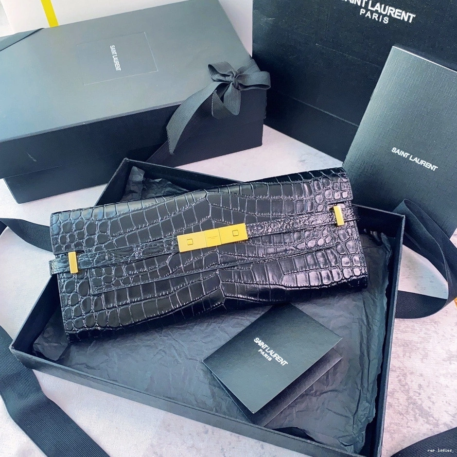 Repzbay REP LEATHER CLUTCH MANHATTAN IN CROCODILE-EMBOSSED YSL 0725